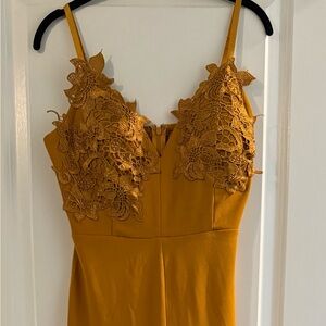 New Women’s Lace Mustard Yellow Jumpsuit